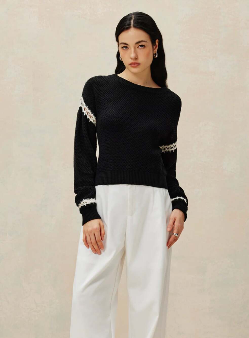 Commense Patchwork Design Pullover Sweater S